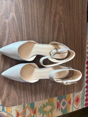Nine West Ivory Pointed-Toe Ankle-Strap Heels